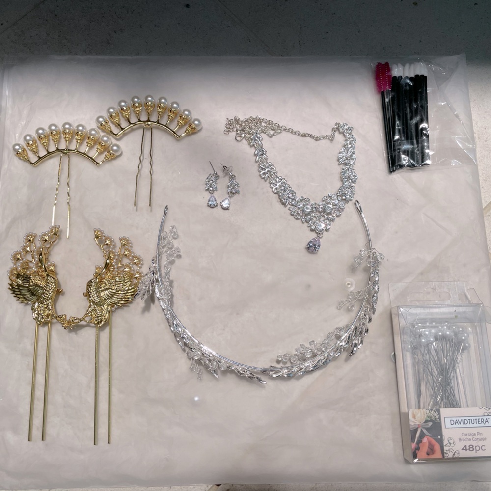 Wedding Jewelry Set. Hair Jewelry, necklace, earrings